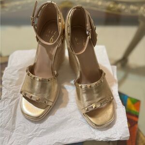 Mix No.6 Gold Studded Women's Wedge Sandals